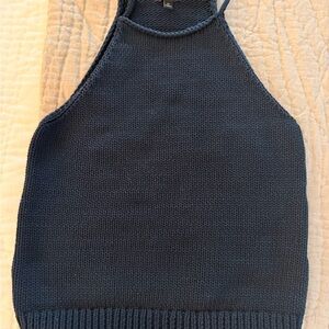 Banana Republic Navy Blue Knit Halter Crewneck Sweater Halter Tank